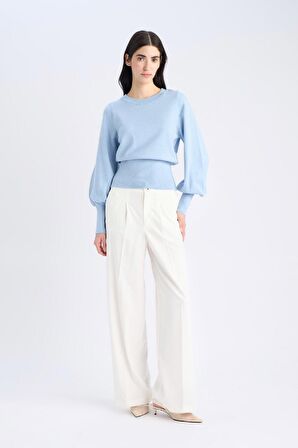 Regular Fit Bisiklet Yaka Basic Düz Triko Kazak

