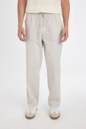 DeFacto Gabardin Pantolon Wide Straight Fit Bol Rahat Kesim Cepli Geniş Düz Paça C9159AX24AUBG766