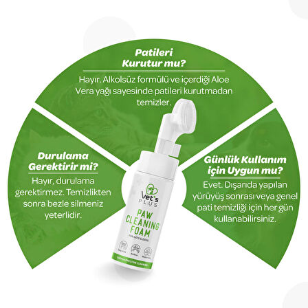 Vet's Plus Kedi ve Köpekler İçin Aloe Vera Özlü Pati Temizleme Köpüğü 150ml