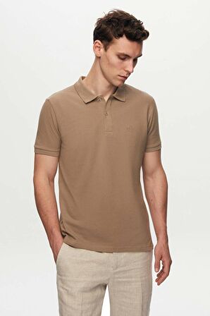 Ds Damat Regular Fit Vizon Pike Dokulu %100 Pamuk Kıvrılmaz Polo Yaka Nakışlı T-Shirt 4HC14ORT51000 4HC14ORT51000