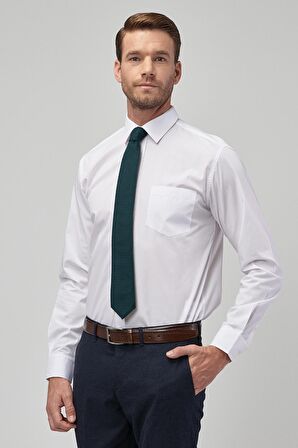 Erkek Beyaz Regular Fit Geniş Kesim Gömlek