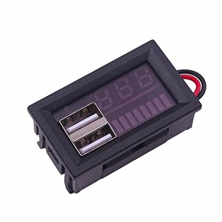 USB 2.4A 12V-24V 3S-7S Lityum Batarya Kapasite Göstergesi Modülü