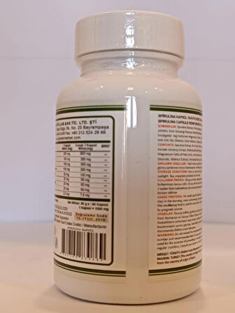 Spirulina Kapsül ( Spirulina Capsule) 60 Adet