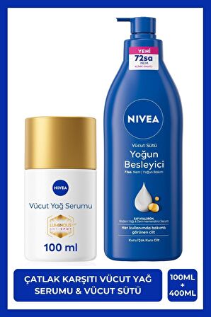 Nivea Luminous630 Çatlak Karşıtı Vücut Bakım Yağ Serumu 100ml Ve Besleyici Nemlendirici Vücut Sütü 400ml