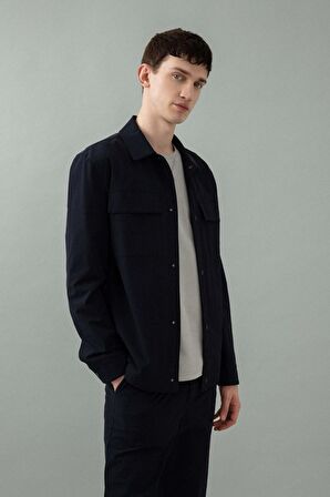 DeFacto Regular Fit Polo Yaka Çıtçıt Kapamalı Cepli Teknik Gömlek Ceket B7396AX24SPNV106