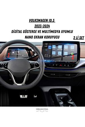 Volkswagen ID.3 2023 2024  Multimedya Ve Gösterge Panel Uyumlu Nano Ekran Koruyucu