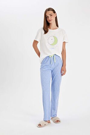 DeFacto Fall in Love Regular Fit Baskılı Kısa Kollu Pijama Takımı C4993AX24AUBE553