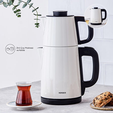 Karaca Tea Break Krem Inox Çelik Su Isıtıcı & Çay Makinesi