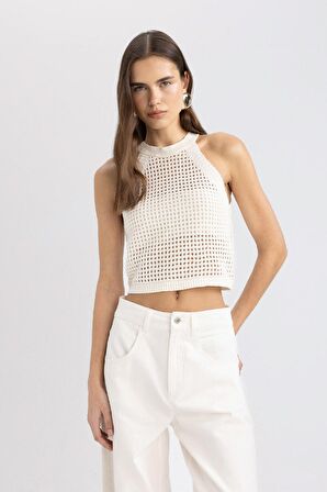 DeFacto Crop Halter Yaka Ajur Triko Atlet C4589AX24SMER105
