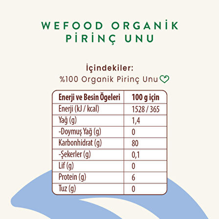 Wefood Organik Pirinç Unu 500 gr