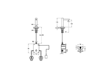 VitrA Origin A4721336WTC Temassız Lavabo Bataryası Tezgah Üzeri (Elektrikli - Çift Su Girişli), Mat 