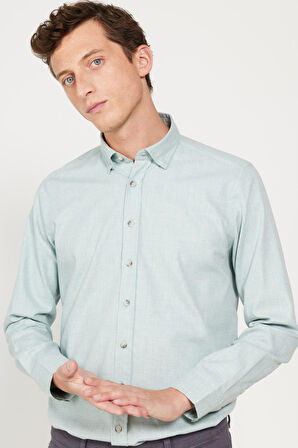 Slim Fit Dar Kesim Düğmeli Yaka Flanel Oduncu Gömlek