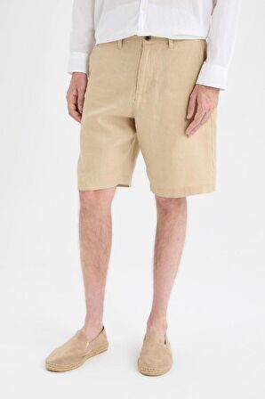 DeFacto %100 Keten Regular Fit Yazlık Bermuda Şort D9931AX25SMBG732