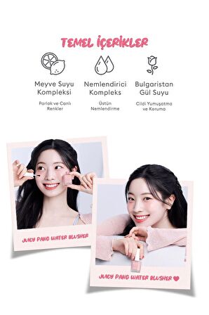 Doğal Görünüm Sunan Nemlendirici Likit Allık 9g. APIEU Juicy-Pang Water Blusher (PK02)