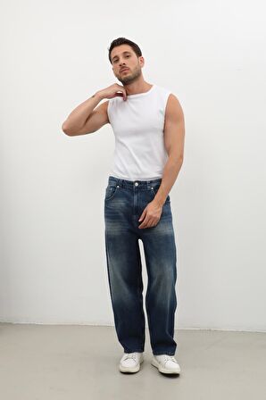 Erkek Skater Fit Jean Pantolon Lacivert