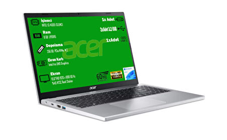 Acer Aspire 3 A315-510P-39S1 Intel I3-N305 8 GB Ram 256 GB SSD 15.6” FHD W11 HOME NX.KDHEY.008