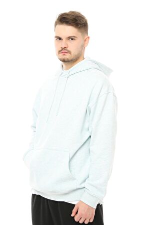 defy's Erkek Oversize Kapüşonlu Sweatshirt Mavi Melanj