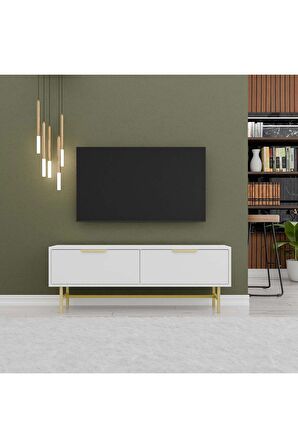 4032 NERO 138 CM (GOLD METAL AYAKLI) TV ÜNİTESİ BEYAZ