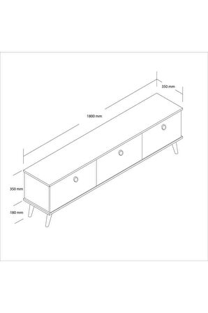 1370 LEXUS 180 CM (AHŞAP AYAKLI) TV ÜNİTESİ HAT - KAPLAN