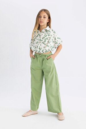 DeFacto Kız Çocuk Wide Leg Geniş Paça Pamuklu Pantolon B5045A824HSGN1181