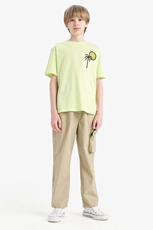 Erkek Çocuk Bisiklet Yaka Sırt Baskılı Kısa Kollu Tişört