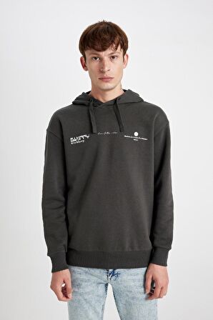 DeFacto Boxy Fit Kapüşonlu Sırt Baskılı Sweatshirt C6147AX24AUAR221