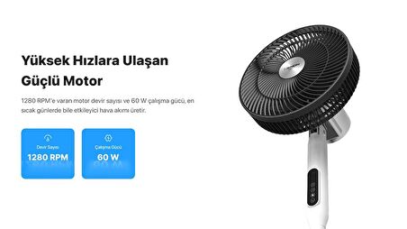 Xenon Smart Akıllı Vantilatör 60W Kumandalı 3 Kademeli Wi-Fi Mobil Uygulama ile Kontrol 70° Ayaklı Fan X7430