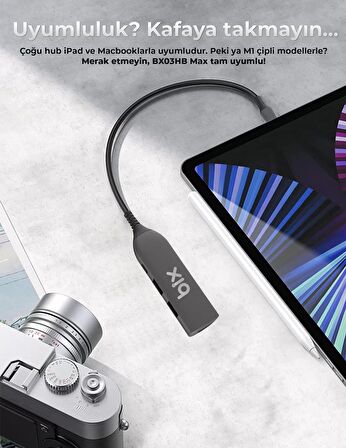 Bix BX03HB MAX Type-C to 4K HDMI Ethernet USB PD Dönüştürücü Adaptör