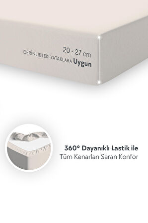 Calmera Home Tek Kişilik %100 Pamuk Penye Lastikli Çarşaf - 120 x 200 cm Bej