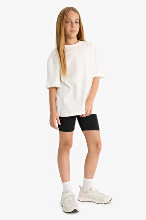 Kız Çocuk Baskılı Biker Tayt