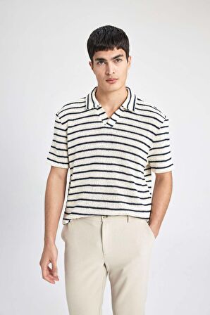 DeFacto Regular Fit Çizgili Kısa Kollu Polo Tişört B6532AX24SPER238