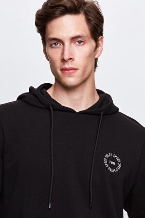 Twn Relaxed Fit Siyah Baskılı Sweatshirt 3ECE24ORT0240