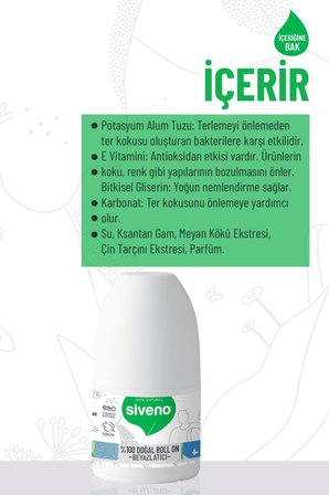 Siveno Roll On Beyazlatici Etkili Deodorant Ter Kokusu Onleyici Bitkisel Lekesiz Vegan 50 Ml X2 Adet