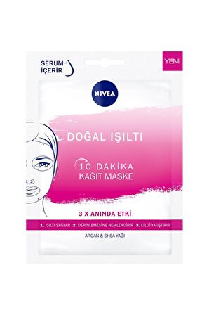 Nivea Urban Skin Doğal Işıltılı Nemlendirici Yüz Kağıt Maske, Serum Içerikli, Nemlendirici, 1 Adet