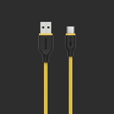 Sharge Phantom USB-C to USB-C 240W Ekstra Elastik Hızlı Şarj Kablosu - Sarı