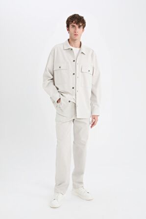 DeFacto Yazlık Gabardin Pantolon Straight Fit Bol Rahat Kesim Cepli Düz Paça B4089AX24SPGR368