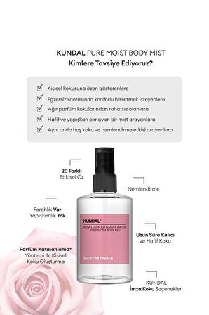 Nemlendirici Vücut Misti KUNDAL Pure Moist Body Mist 128ml (Baby Powder)