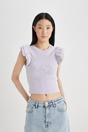 DeFacto Slim Fit Dar Kesim Bisiklet Yaka Fitilli Kaşkorse Kısa Kollu Tişört X5562AZ24SPPR242