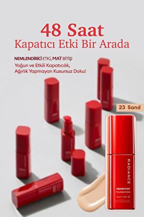 48 Saat Kalıcı Saten Fondöten 35ml SPF30+ Radiance Perfect Fit Foundation No.23 Sand