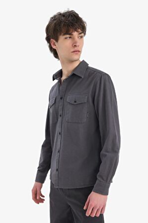 DeFacto %100 Pamuk Regular Fit Polo Yaka Basic Düz Uzun Kollu Gömlek B2654AX25SPAR104