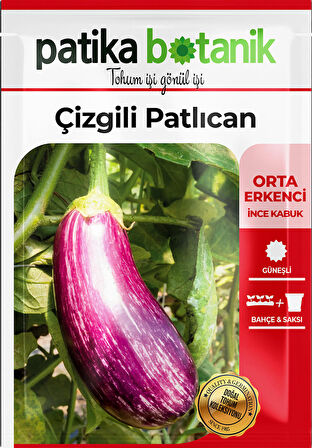 150 Adet Yerli Ata Çizgili/Alaca Patlıcan Tohumu