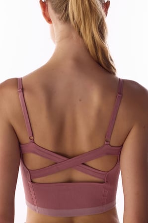 Pembe Çizgili Dikişsiz Seamless Spor Sütyeni