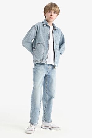 Erkek Çocuk Loose Fit Düz Paça Jean Pantolon