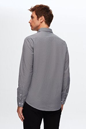 Slim Fit Lacivert Pötikare Gömlek 4HF02ORT03314