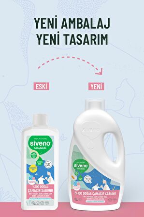 Siveno %100 Doğal Bebek Çamaşır Sabunu Kendinden Yumuşatıcılı Bitkisel Deterjan Vegan 1000 ml X2 Adet