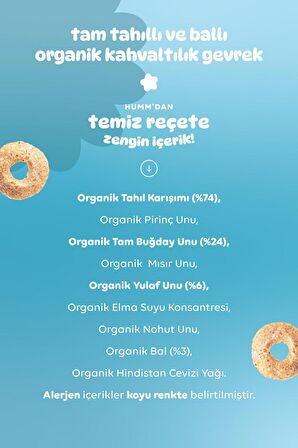 Humm Organic Organik Tam Tahıllı & Ballı Kahvaltılık Gevrek 4 Adet