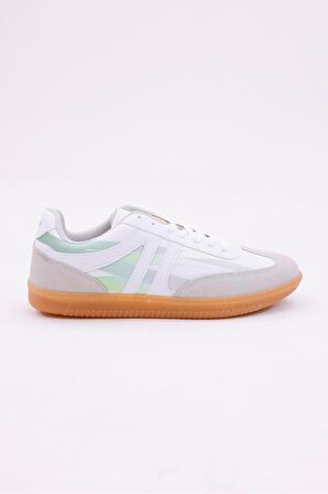Dijital Baskı Kadın Beyaz-Yeşil Sneaker Ayakkabı