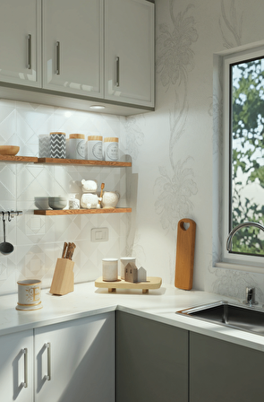 60 Cm Safir Meşe Mdf Uçan Duvar Rafı Gizli Bağlantı Kitaplık