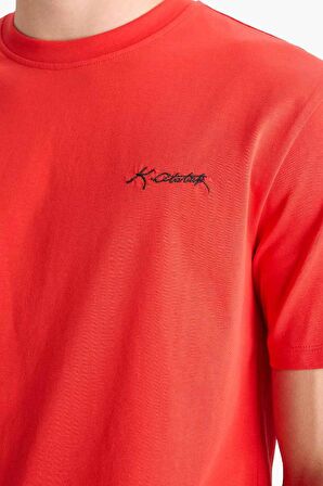 DeFacto %100 Pamuk Regular Fit Bisiklet Yaka Baskılı Kısa Kollu Tişört F3569AX25SMRD172