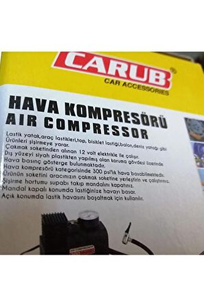 Çakmaklık Girişli Hava Kompresörü 12v 300 Psi Lastik Şişirici Pompa